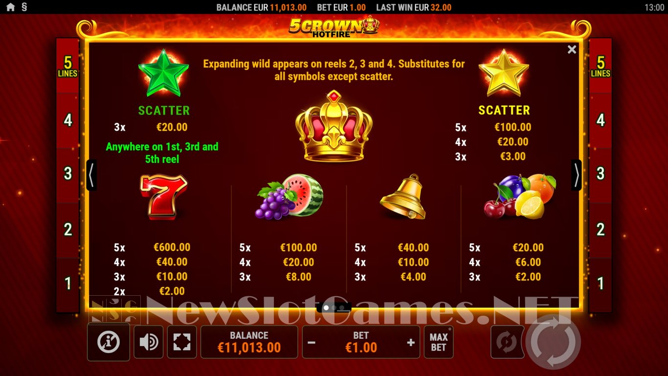 5 Crown Hotfire Slot Slot Image in Demo - pic. 5