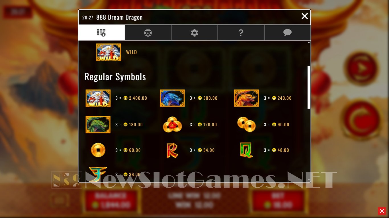 888 Dream Dragon Slot Slot Image in Demo - pic. 9