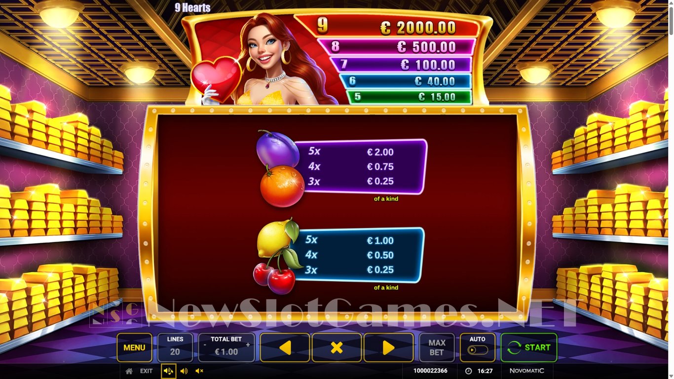 9 Hearts Slot Demo Image