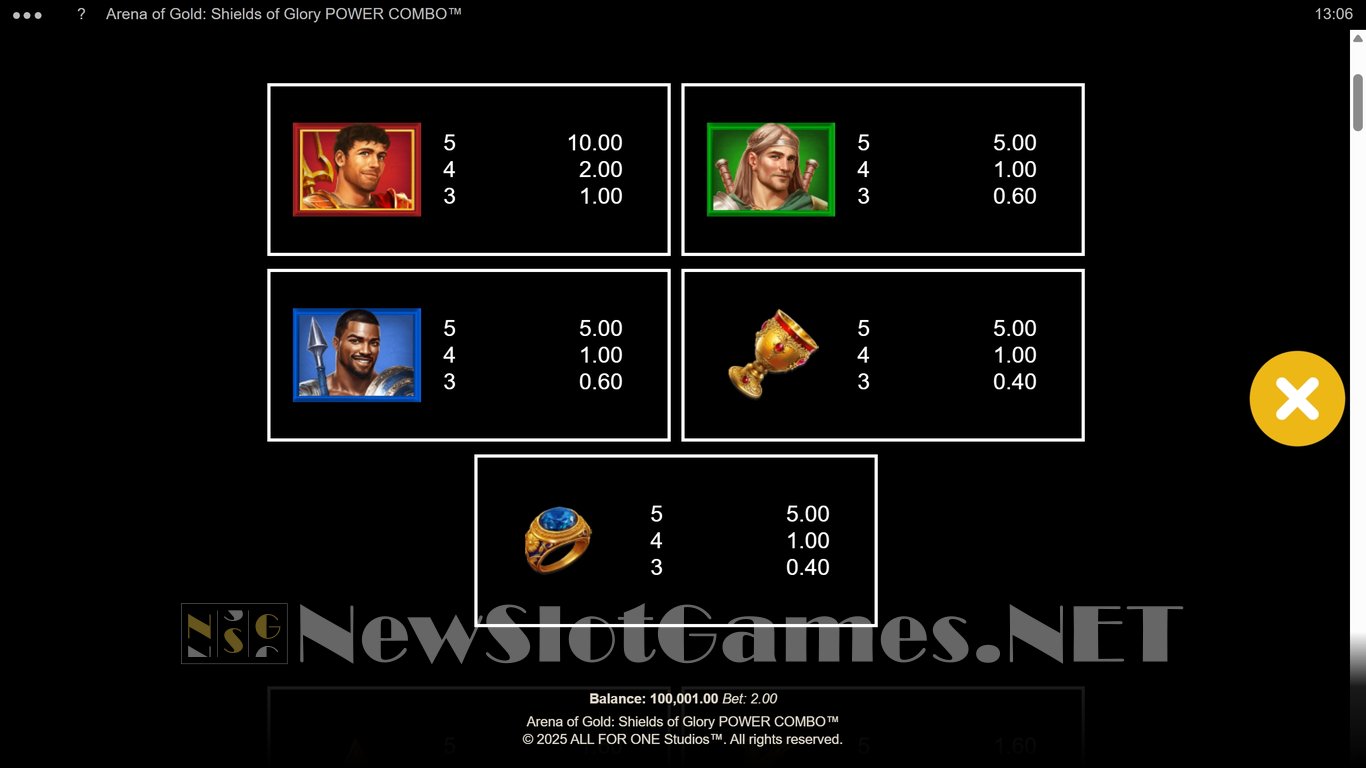 Arena of Gold Shields of Glory Slot Slot Image in Demo - pic. 7