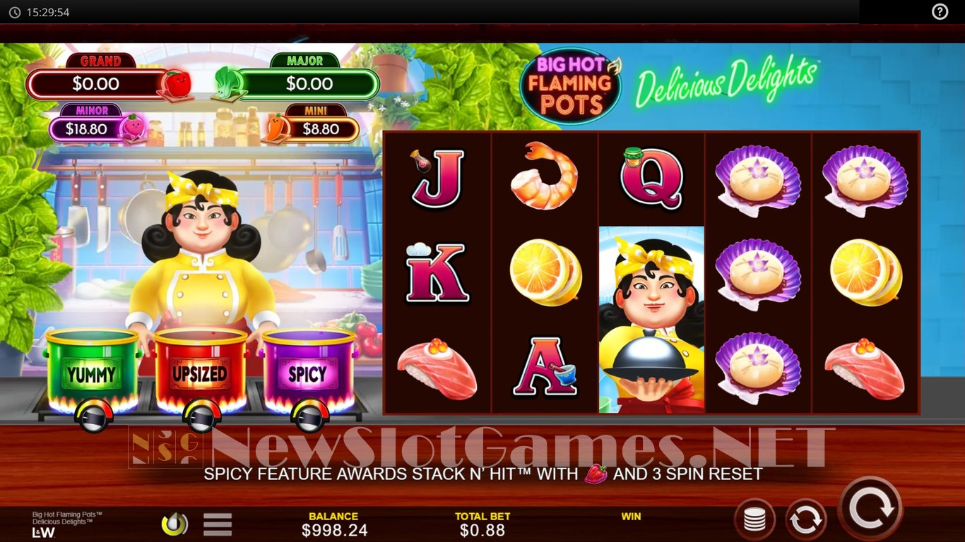 Big Hot Flaming Pots Delicious Delights Slot Demo Image