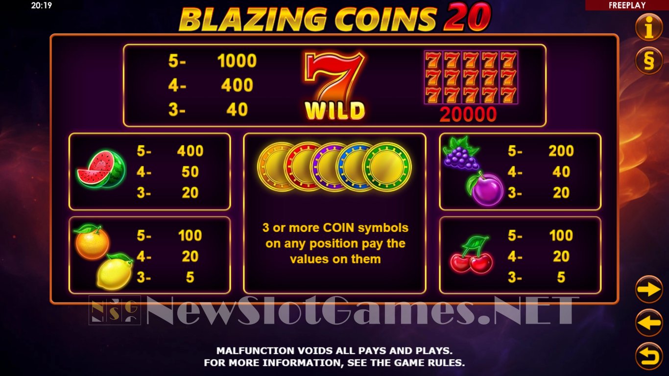 Blazing Coins 20 Hold & Win Slot Slot Image in Demo - pic. 7