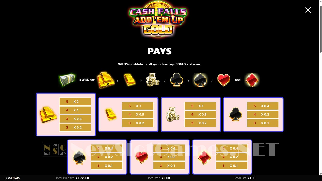Cash Falls Add Em Up Gold Slot Slot Image in Demo - pic. 4