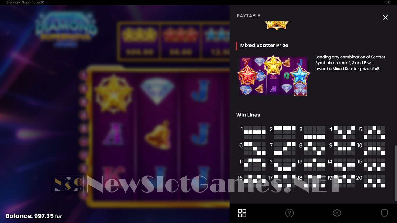 Diamond Supernova 20 Slot Slot Image in Demo - pic. 5