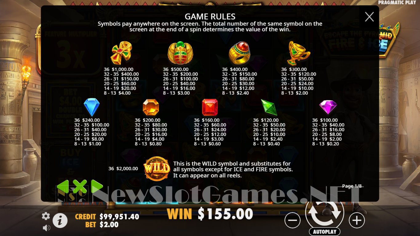 Escape the Pyramid – Fire & Ice Slot Slot Image in Demo - pic. 10