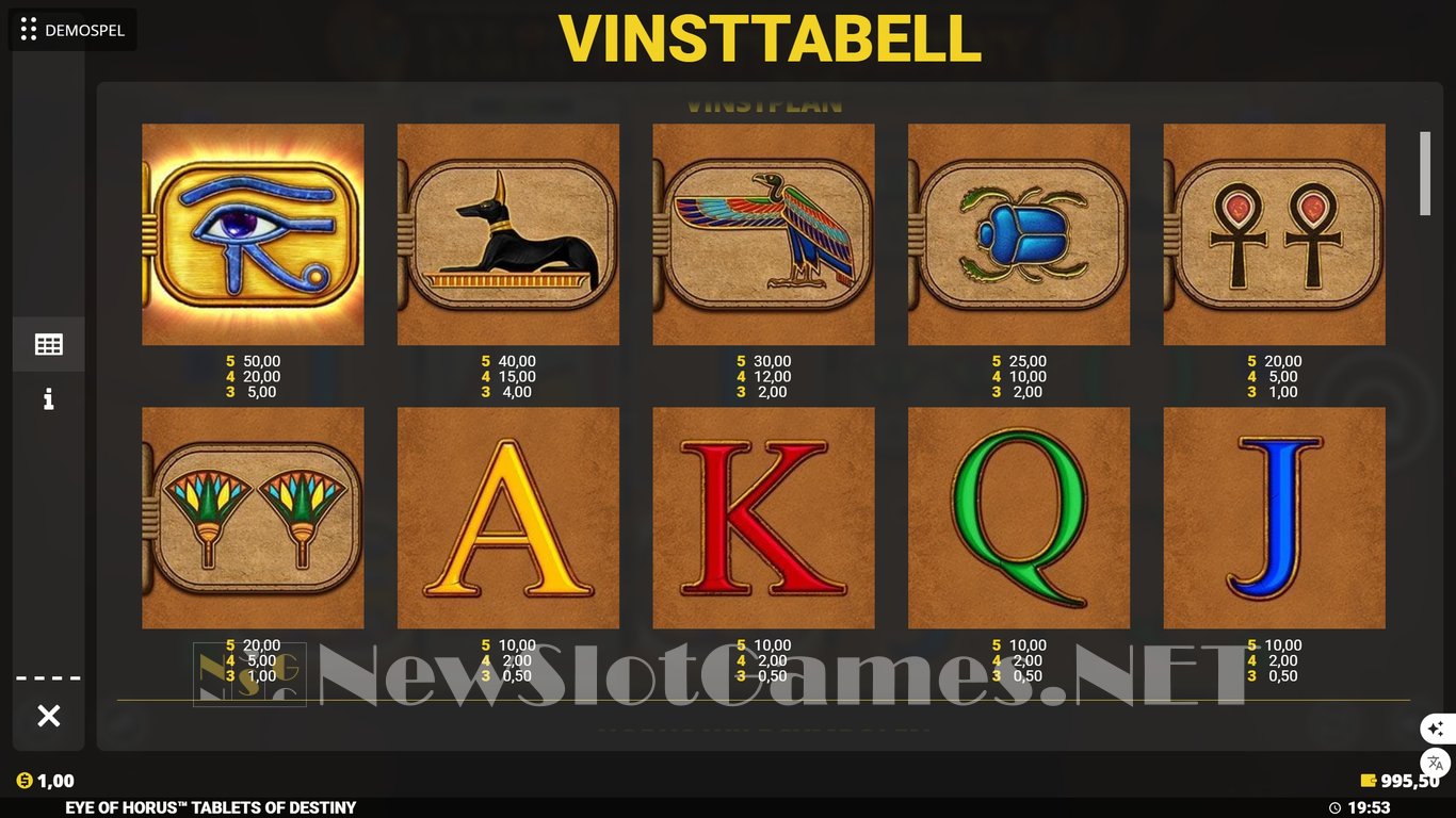 Eye of Horus Tablets of Destiny Slot Slot Image in Demo - pic. 7