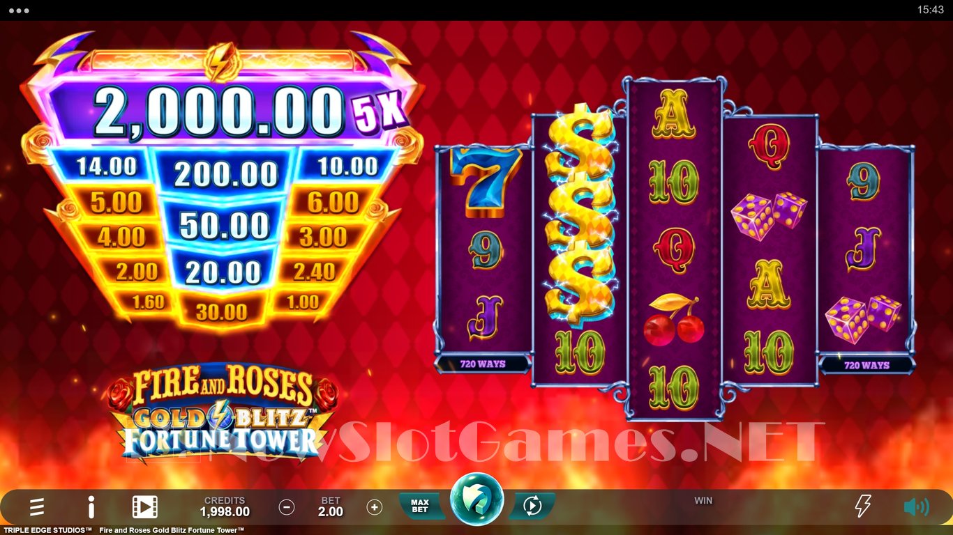 Fire and Roses Gold Blitz Fortune Tower Slot Demo Image