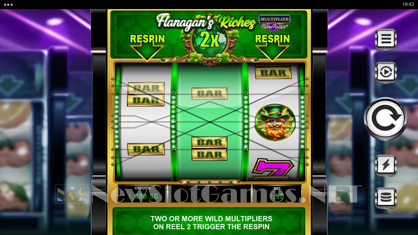 Flanagans Riches Multiplier Retro Roller Slot Demo Image