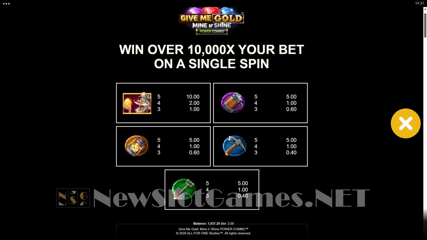 Give Me Gold Mine n Shine Power Combo Slot Slot Image in Demo - pic. 7