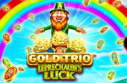 Gold Trio Leprechauns Luck Slot Logo