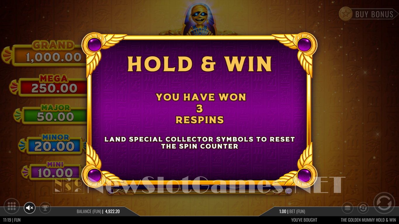 The Golden Mummy Hold & Win Slot Slot Image in Demo - pic. 6