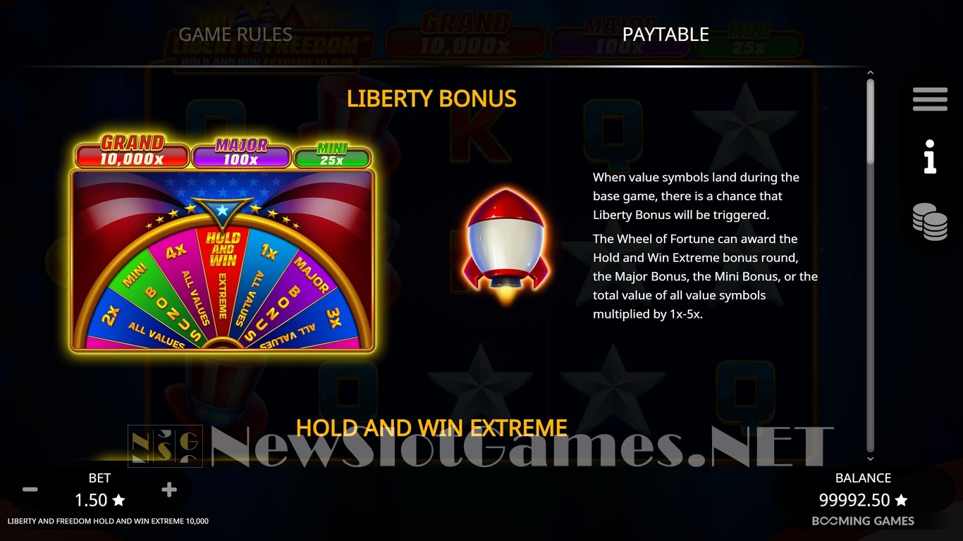 Liberty and Freedom Hold and Win Extreme 10,000 Slot Slot Image in Demo - pic. 7