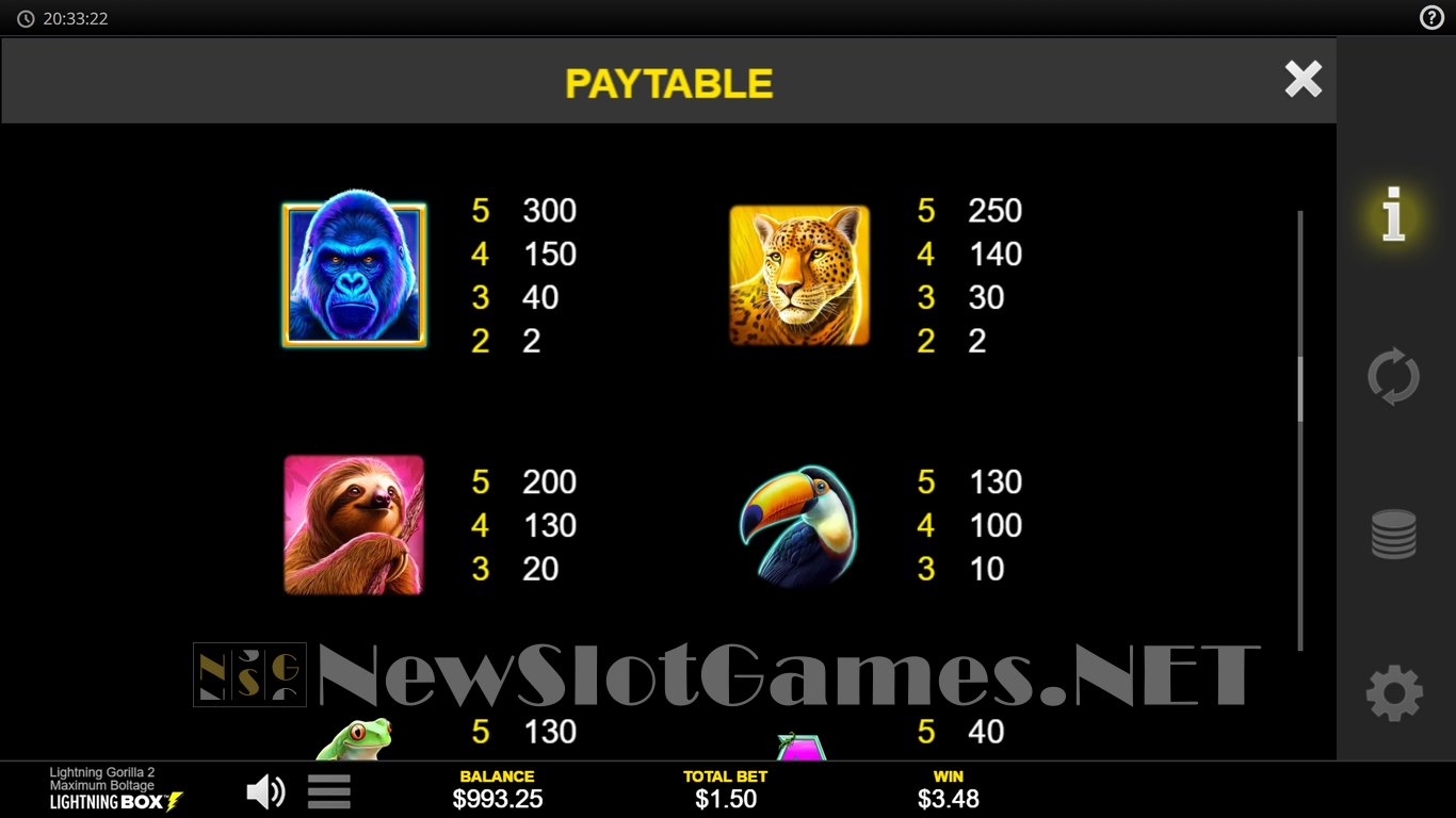 Lightning Gorilla 2 Maximum Boltage Slot Slot Image in Demo - pic. 9