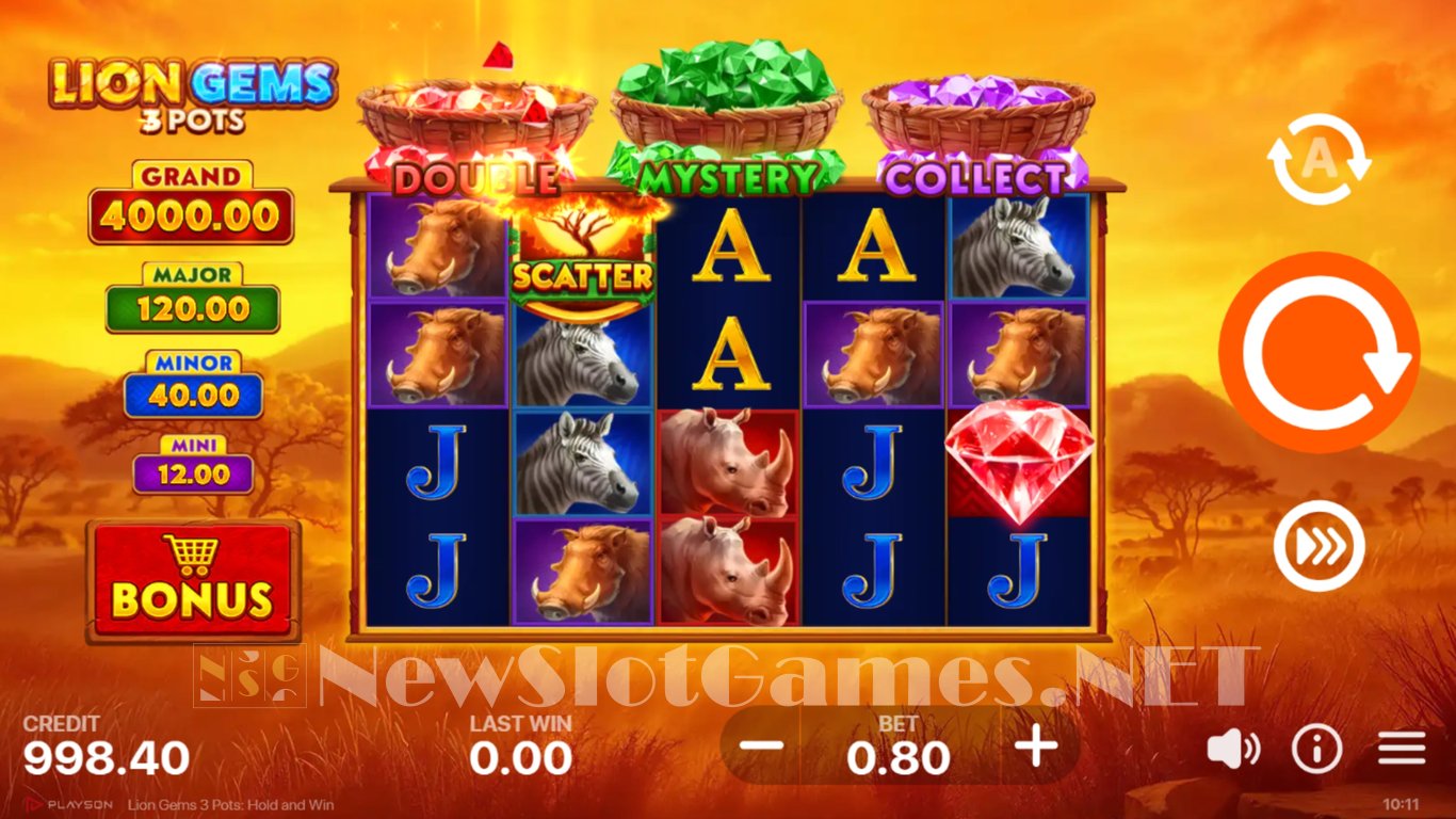 Lion Gems 3 Pots Hold and Win Slot Slot Image in Demo - pic. 2