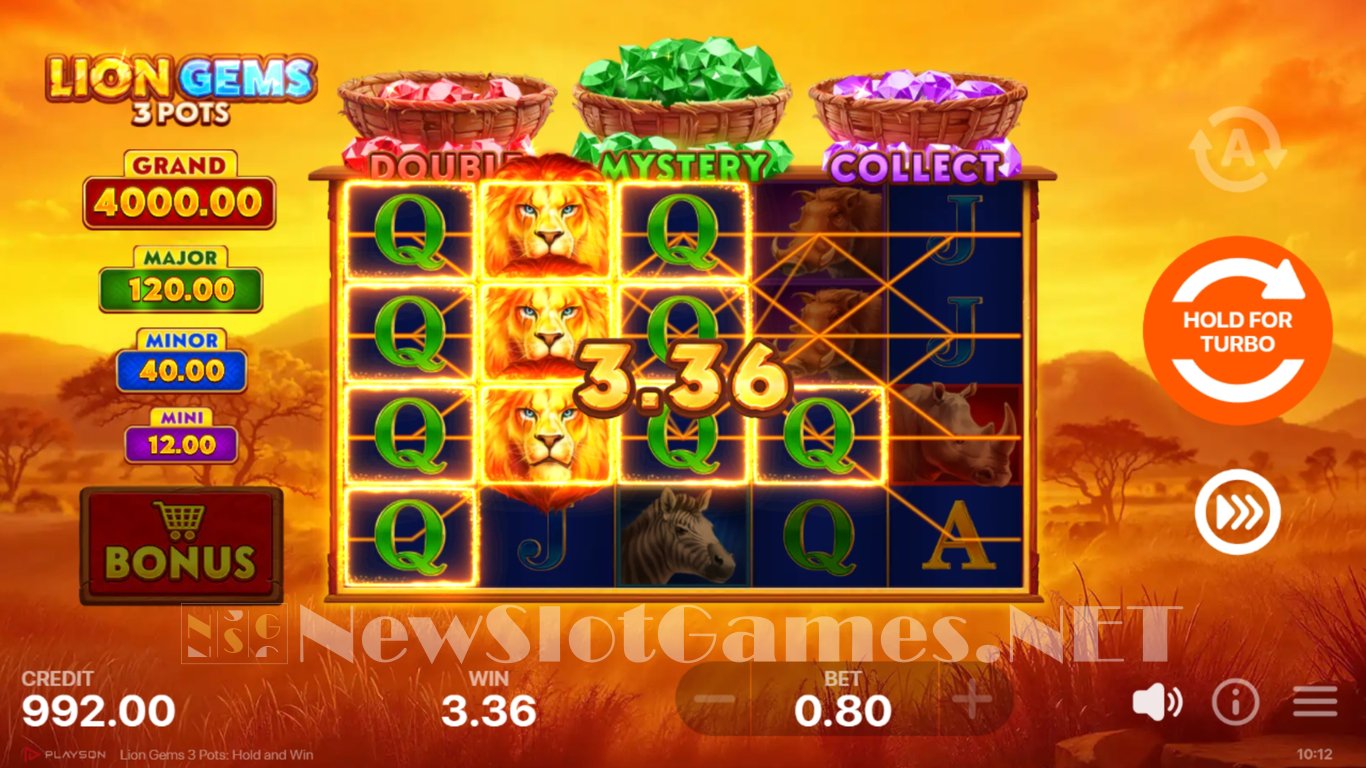 Lion Gems 3 Pots Hold and Win Slot Slot Image in Demo - pic. 6