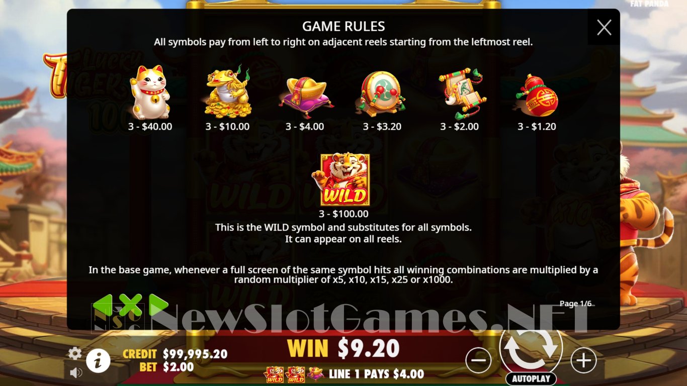 Lucky Tiger 1000 Slot Slot Image in Demo - pic. 9