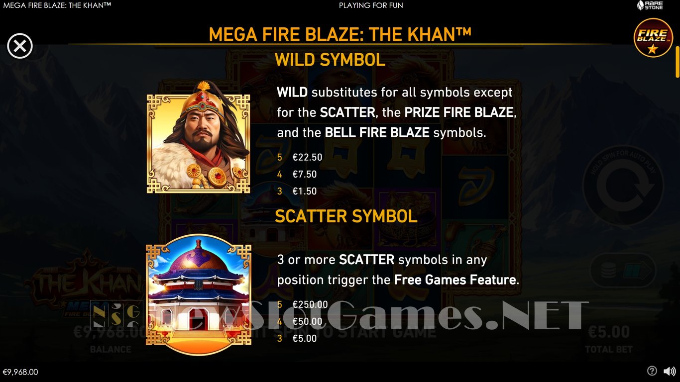 Mega Fire Blaze The Khan Slot Slot Image in Demo - pic. 4