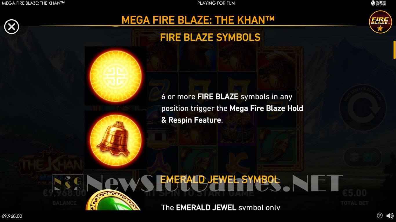 Mega Fire Blaze The Khan Slot Slot Image in Demo - pic. 5