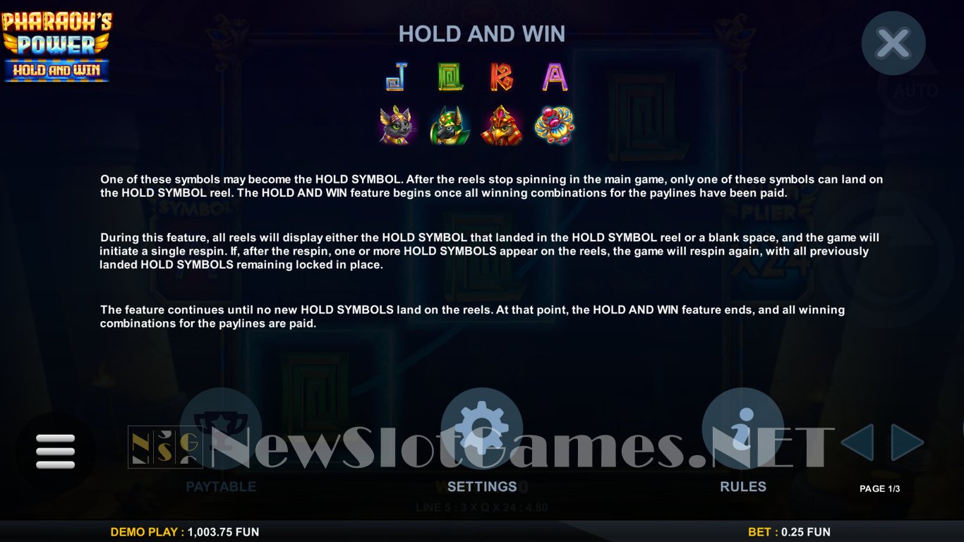 Pharaohs Power Hold and Win Slot Slot Image in Demo - pic. 7