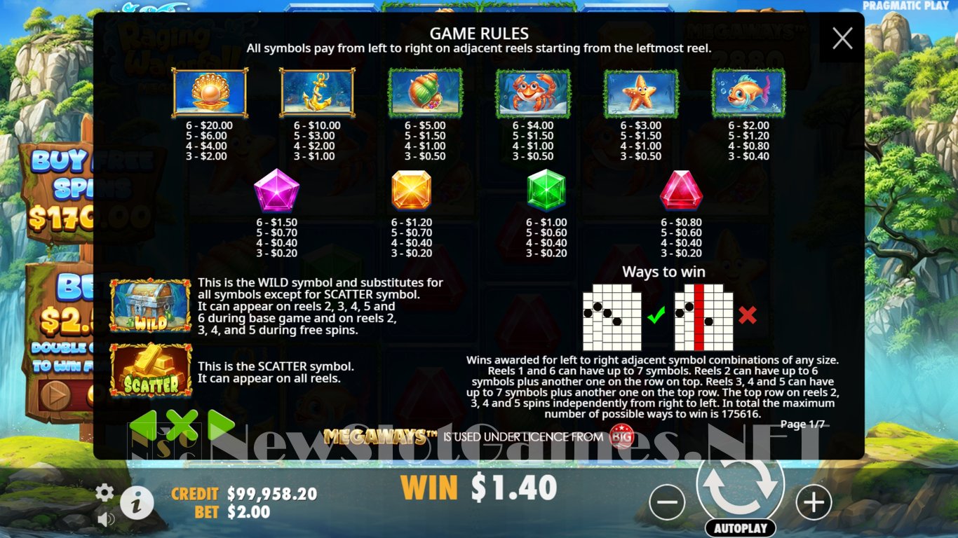 Raging Waterfall Megaways Slot Slot Image in Demo - pic. 4