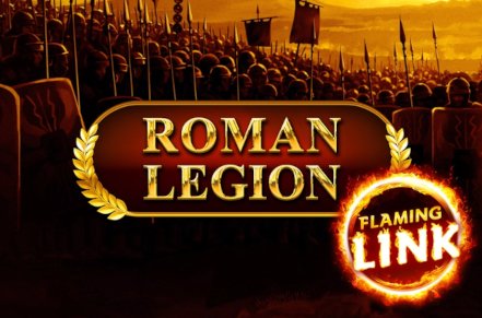 Roman Legion Flaming Link Slot Logo