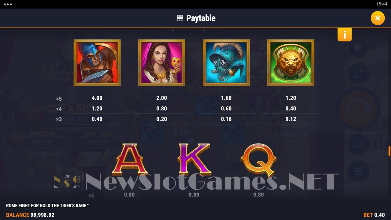 Rome Fight For Gold The Tigers Rage Slot Slot Image in Demo - pic. 7