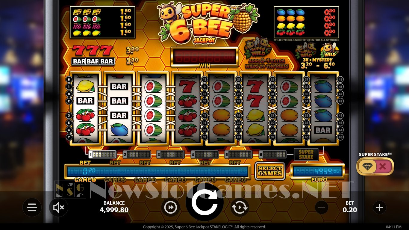 Super 6 Bee Jackpot Slot Demo Image