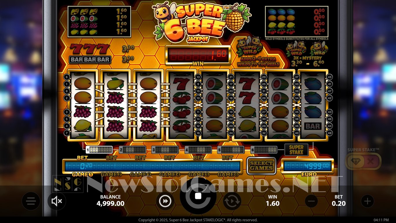 Super 6 Bee Jackpot Slot Slot Image in Demo - pic. 3