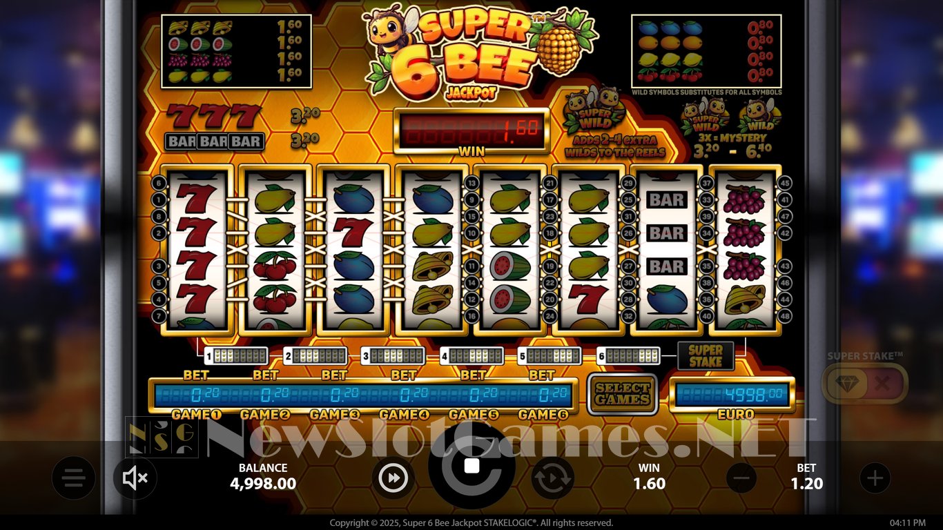 Super 6 Bee Jackpot Slot Slot Image in Demo - pic. 6
