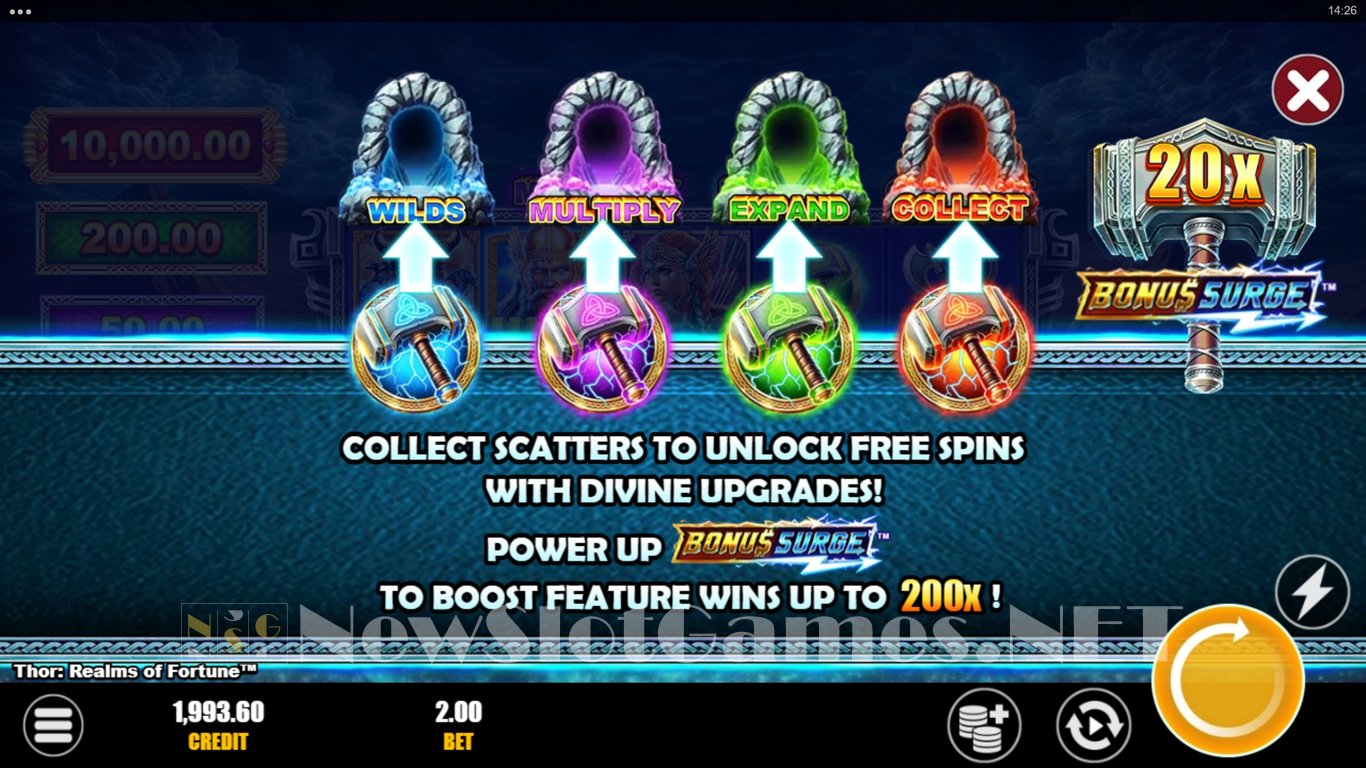 Thor Realms of Fortune Bonus Surge Slot Slot Image in Demo - pic. 2