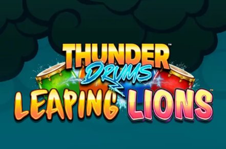 Thunder Drums Leaping Lions Slot Logo