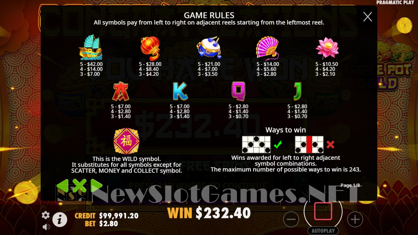 Triple Pot Gold Slot Slot Image in Demo - pic. 11