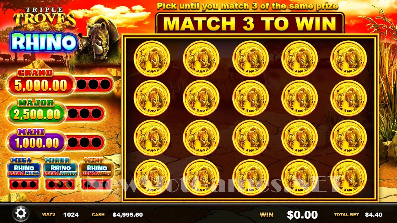 Triple Troves Rhino Slot Demo Image