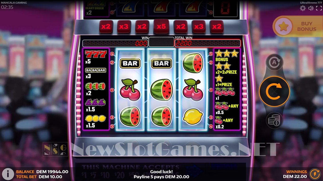 UltraXtreme 777 Slot Slot Image in Demo - pic. 3