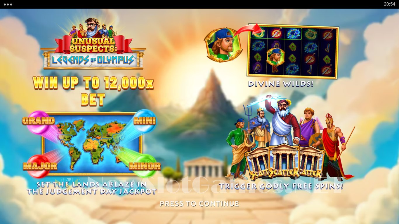 Unusual Suspects Legends of Olympus Slot Demo Image