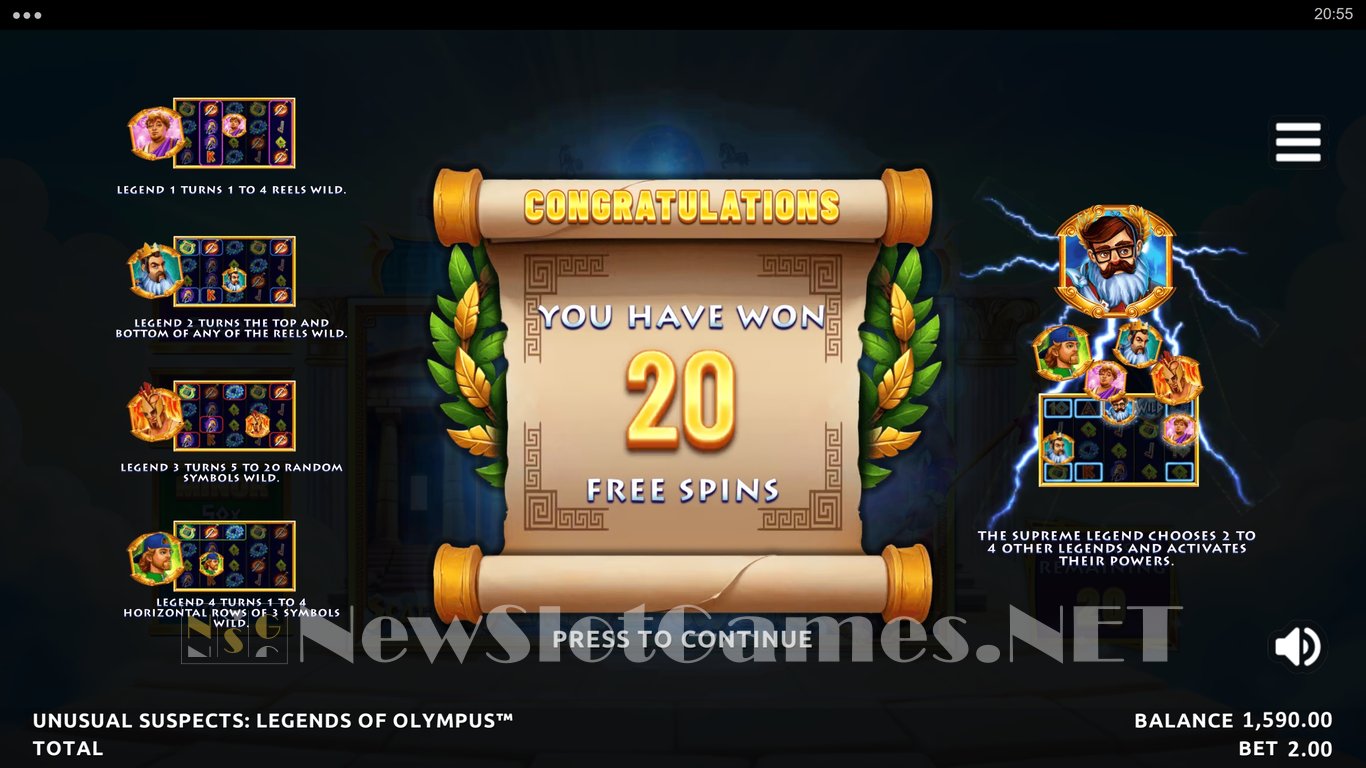 Unusual Suspects Legends of Olympus Slot Slot Image in Demo - pic. 11