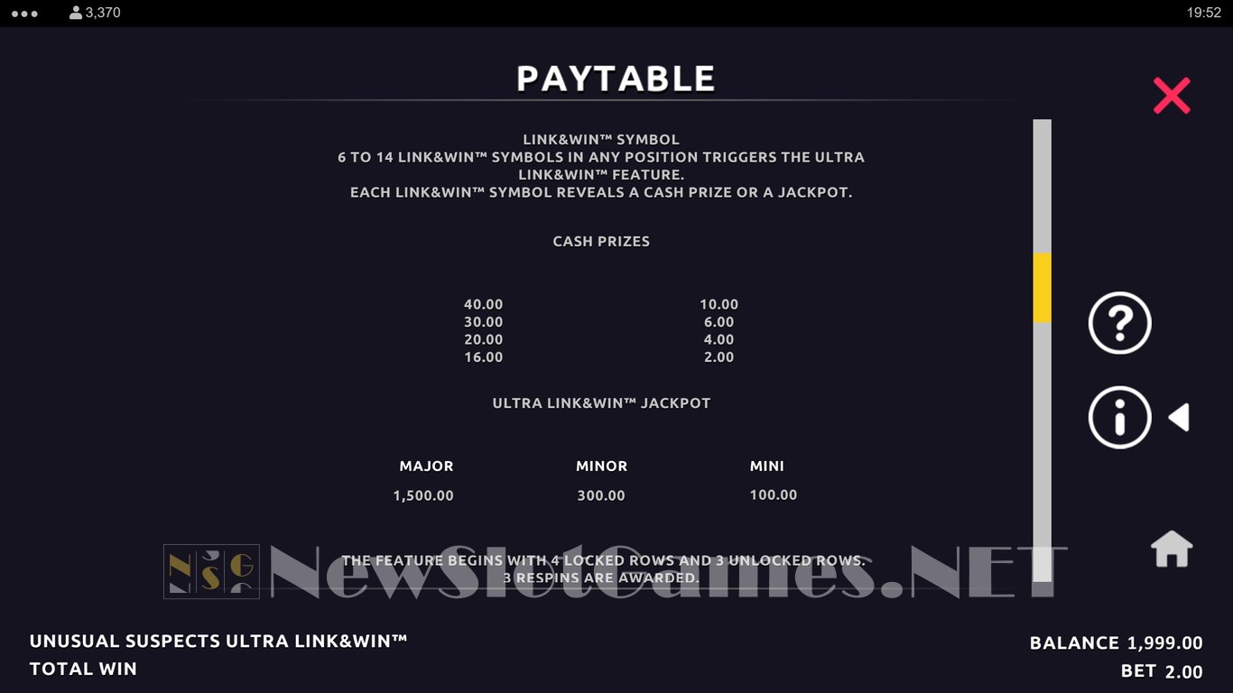 Unusual Suspects Ultra Link & Win Slot Slot Image in Demo - pic. 6