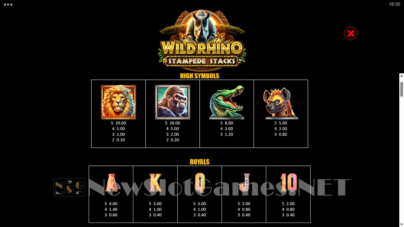 Wild Rhino Stampede Stacks Slot Slot Image in Demo - pic. 6