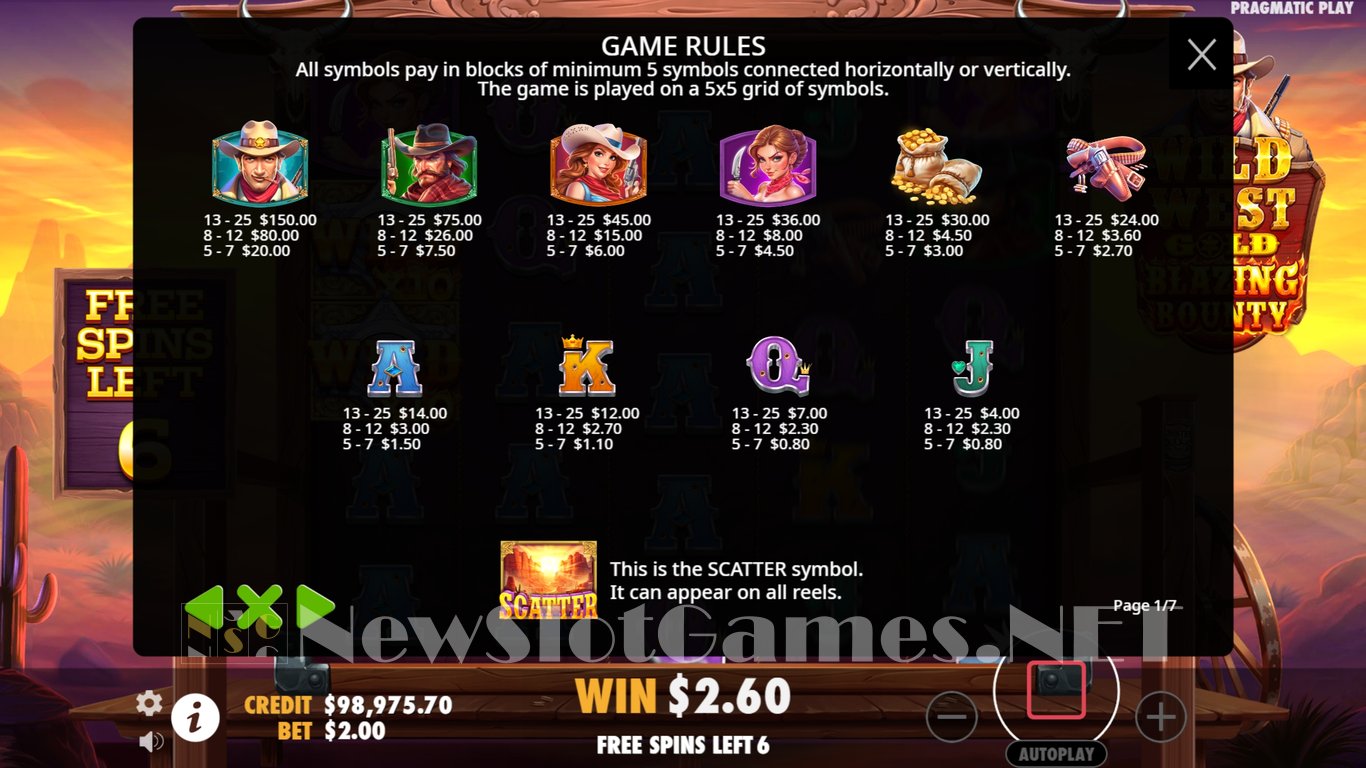 Wild West Gold Blazing Bounty Slot Slot Image in Demo - pic. 8