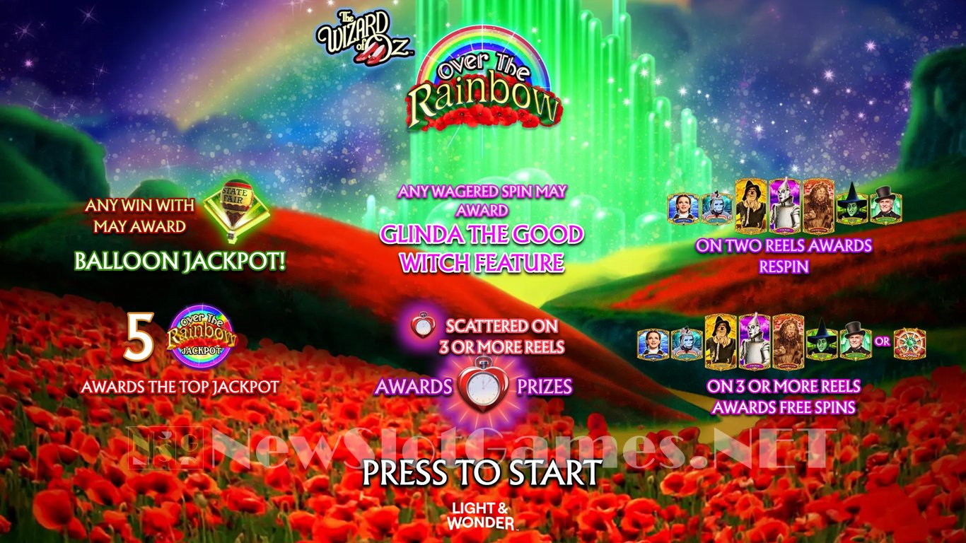 The Wizard of Oz Over the Rainbow Slot Demo Image