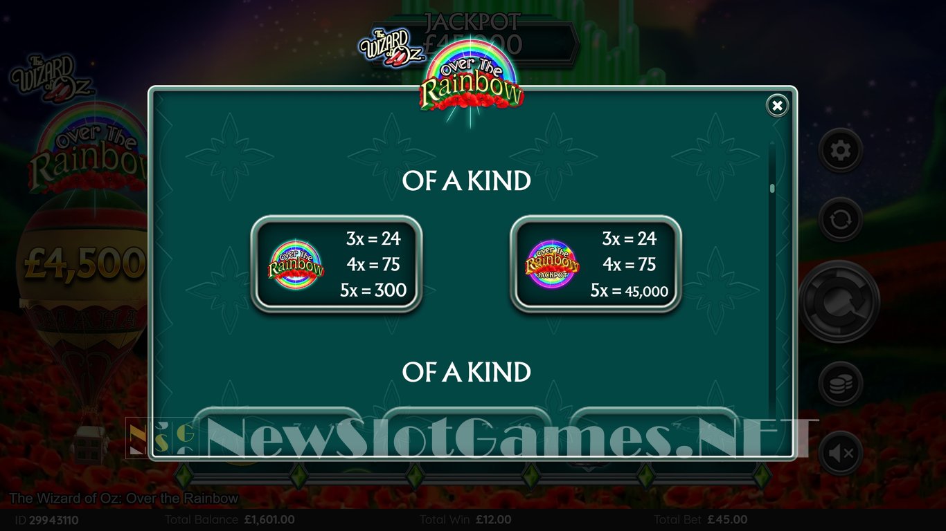 The Wizard of Oz Over the Rainbow Slot Slot Image in Demo - pic. 7