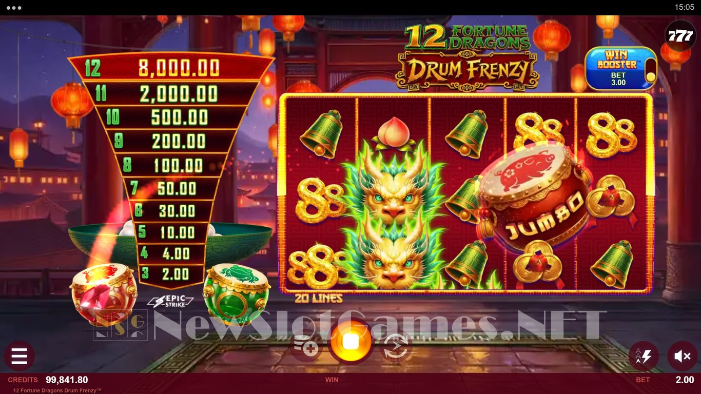 12 Fortune Dragons Drum Frenzy Slot Demo Image