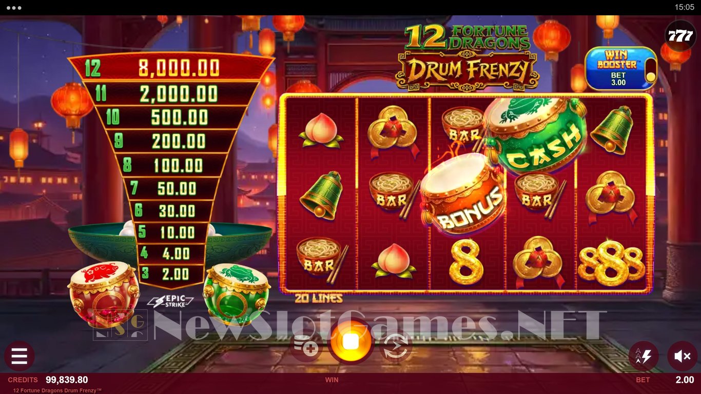 12 Fortune Dragons Drum Frenzy Slot Slot Image in Demo - pic. 2