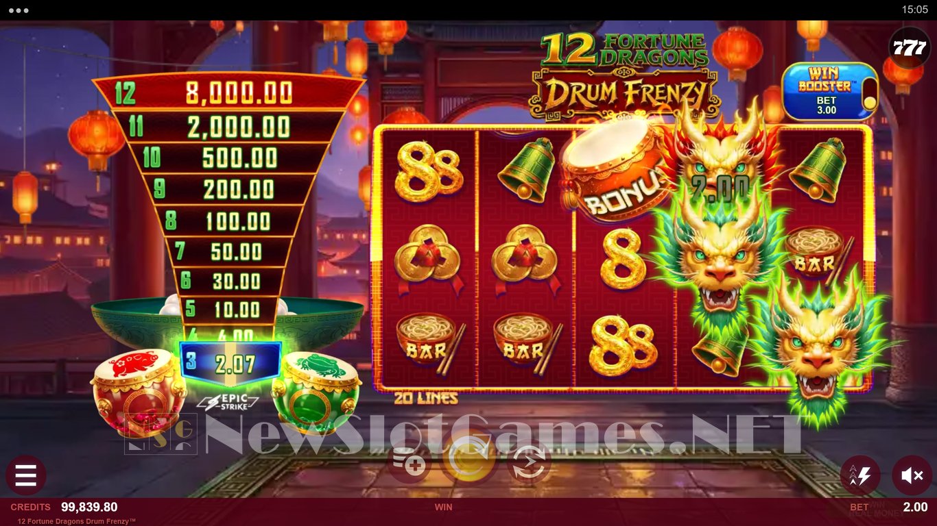 12 Fortune Dragons Drum Frenzy Slot Slot Image in Demo - pic. 3