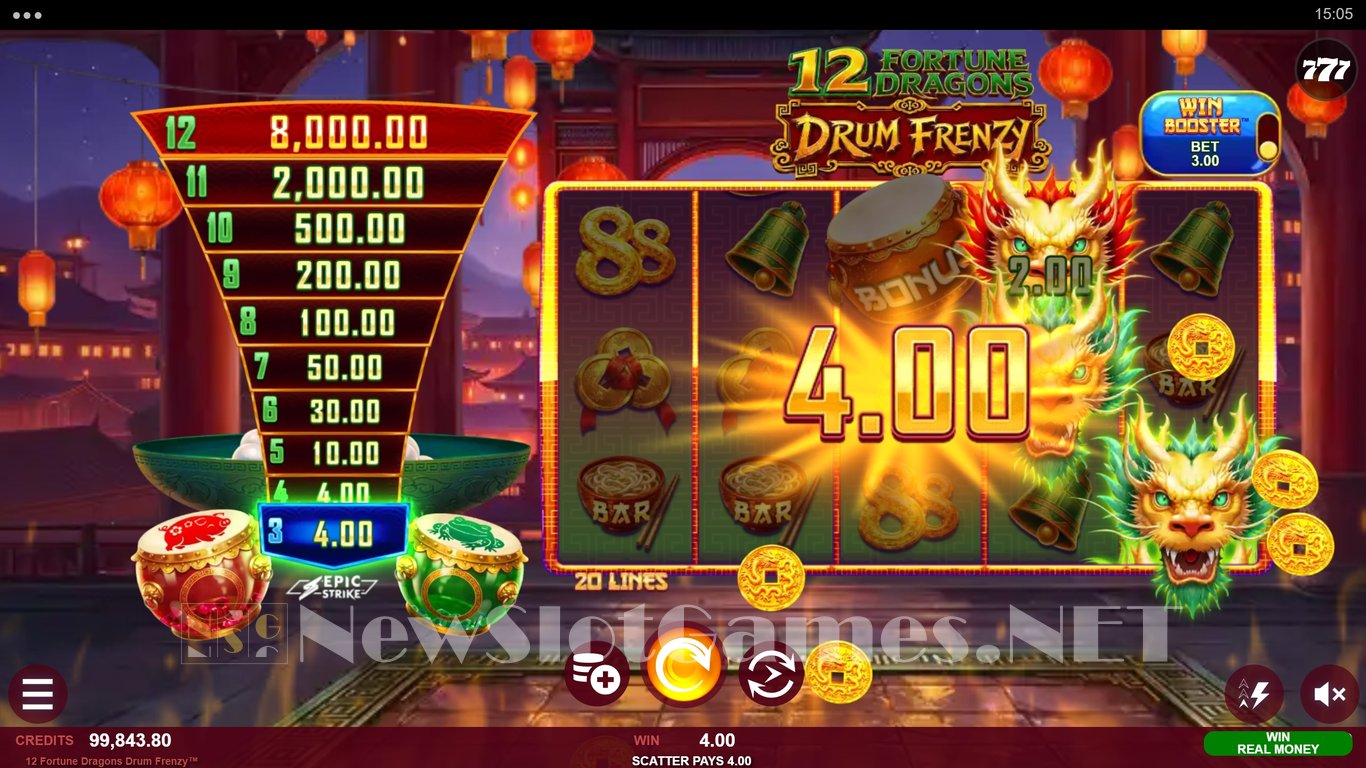 12 Fortune Dragons Drum Frenzy Slot Slot Image in Demo - pic. 4