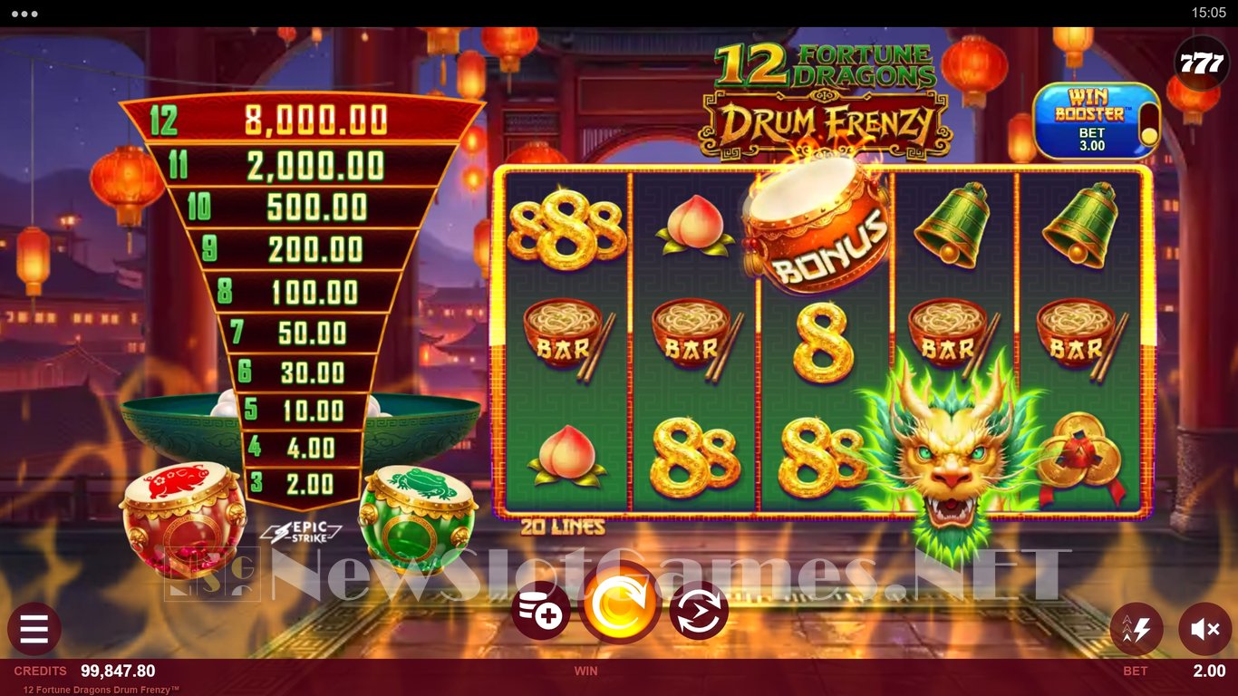 12 Fortune Dragons Drum Frenzy Slot Slot Image in Demo - pic. 5