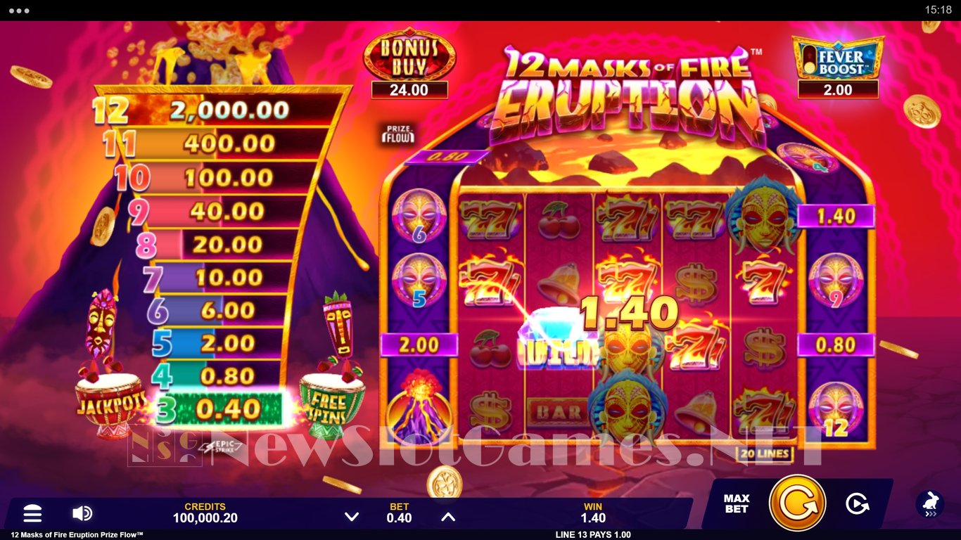 12 Masks of Fire Eruption Prize Flow Slot Slot Image in Demo - pic. 3