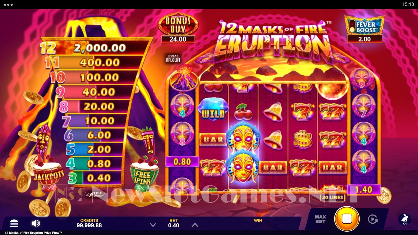 12 Masks of Fire Eruption Prize Flow Slot Slot Image in Demo - pic. 5