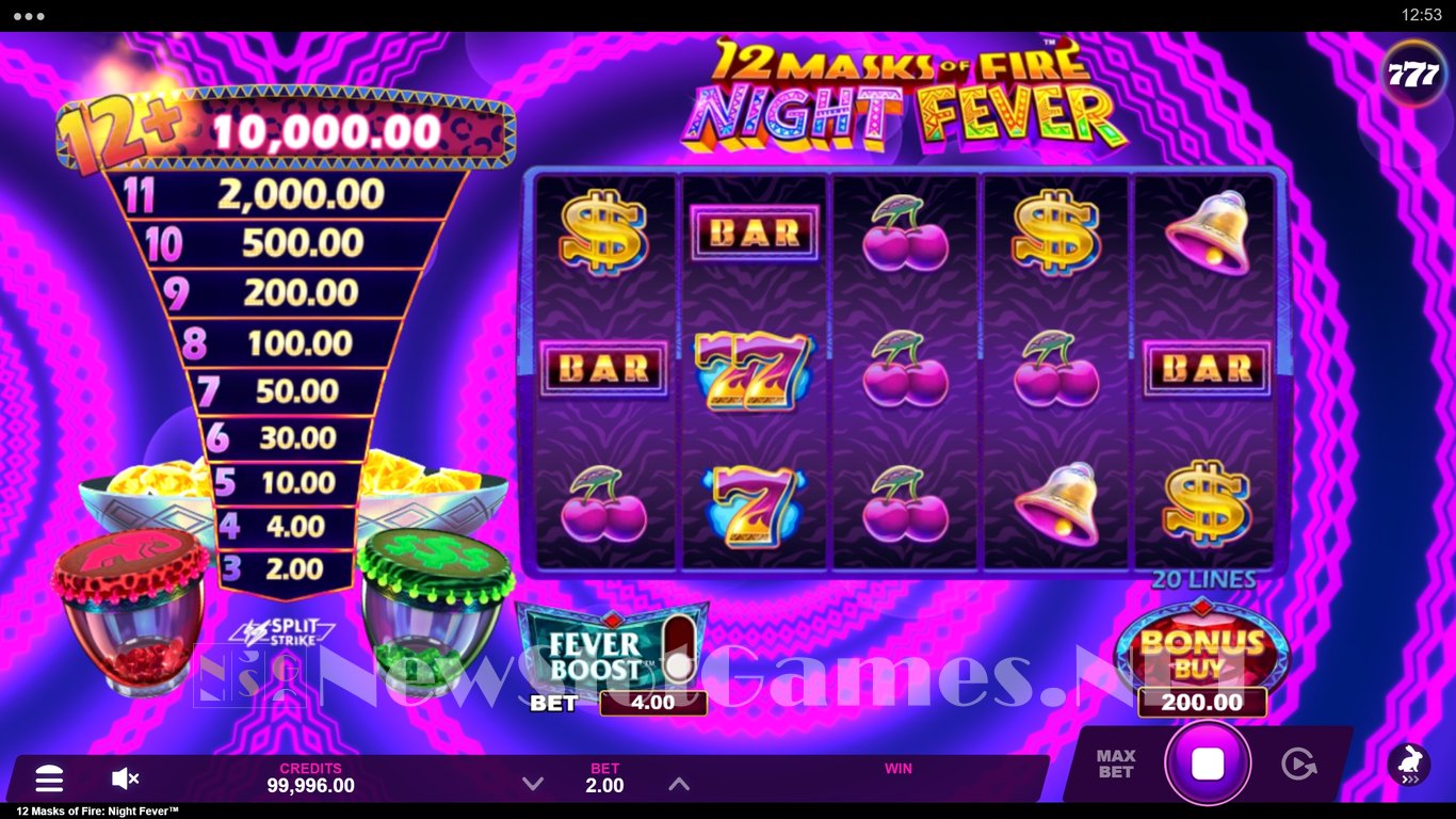 12 Masks of Fire Night Fever Slot Demo Image