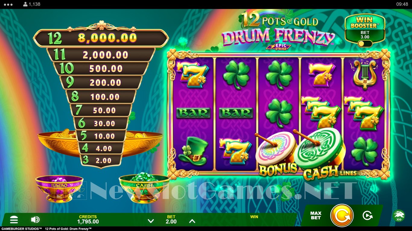 12 Pots of Gold Drum Frenzy Slot Demo Image